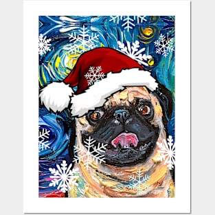 Fawn Pug Santa Posters and Art